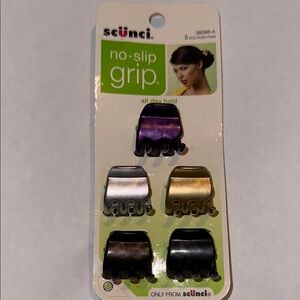 Scunci No-Slip Grip Hair Clips in Purple, Silver, Gold, Brown, and Black